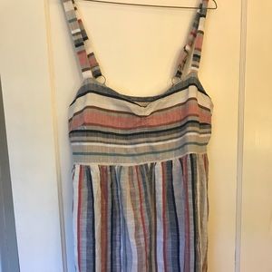 Red and blue stripped dress